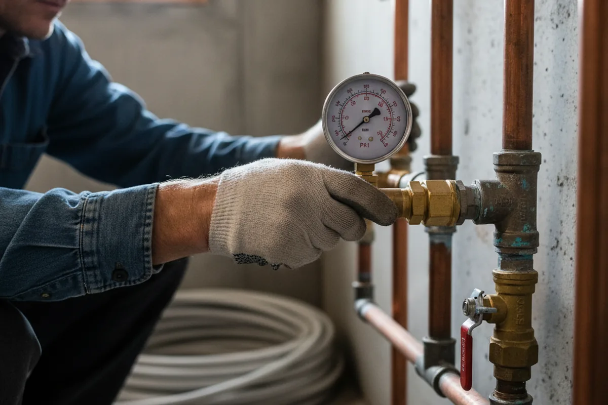 Pressure testing a repaired line during Water Line Repair in Kinsman